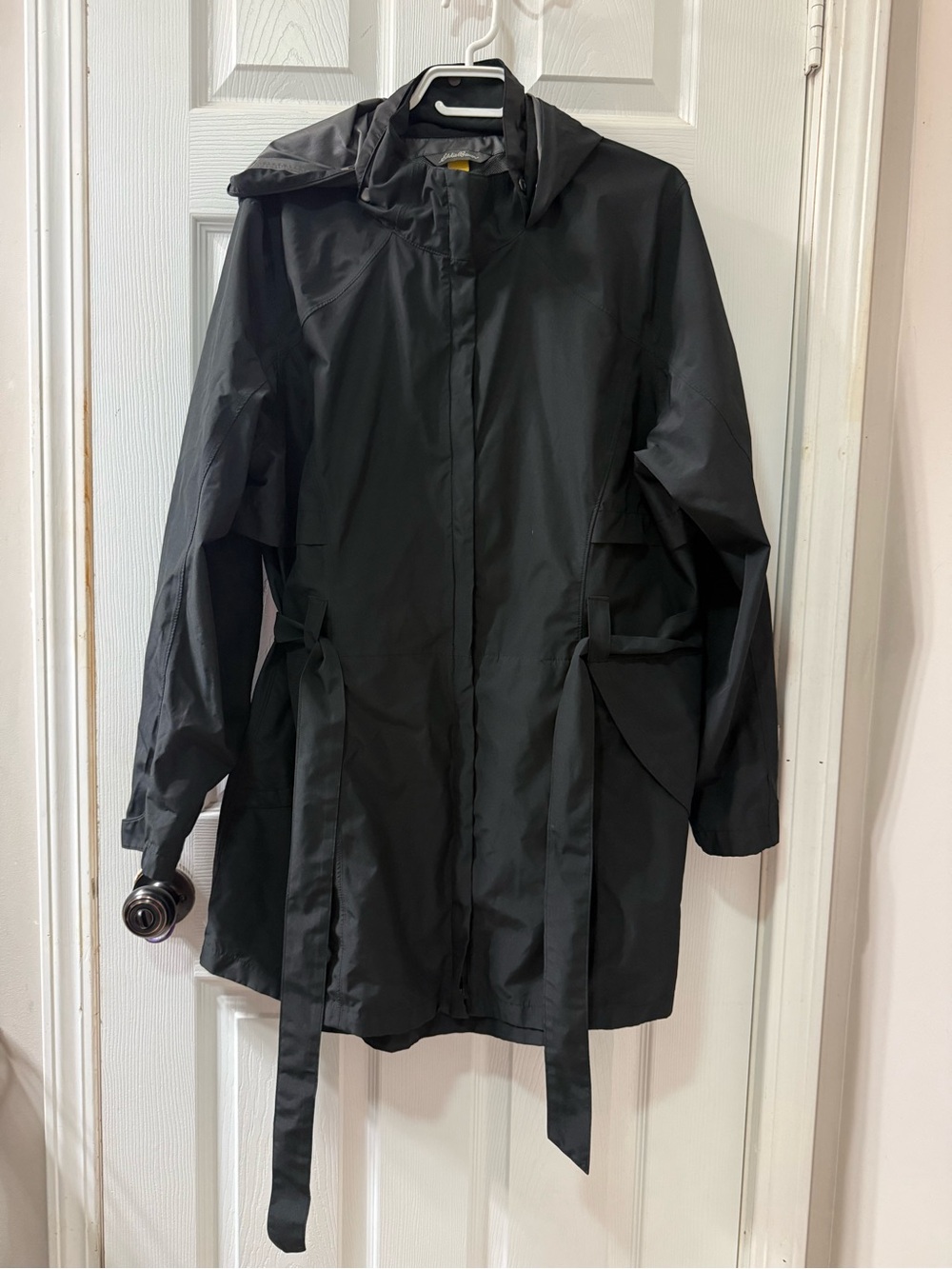 Eddie Bauer Women's WeatherEdge Hooded Trench Rain Jacket Coat - Black